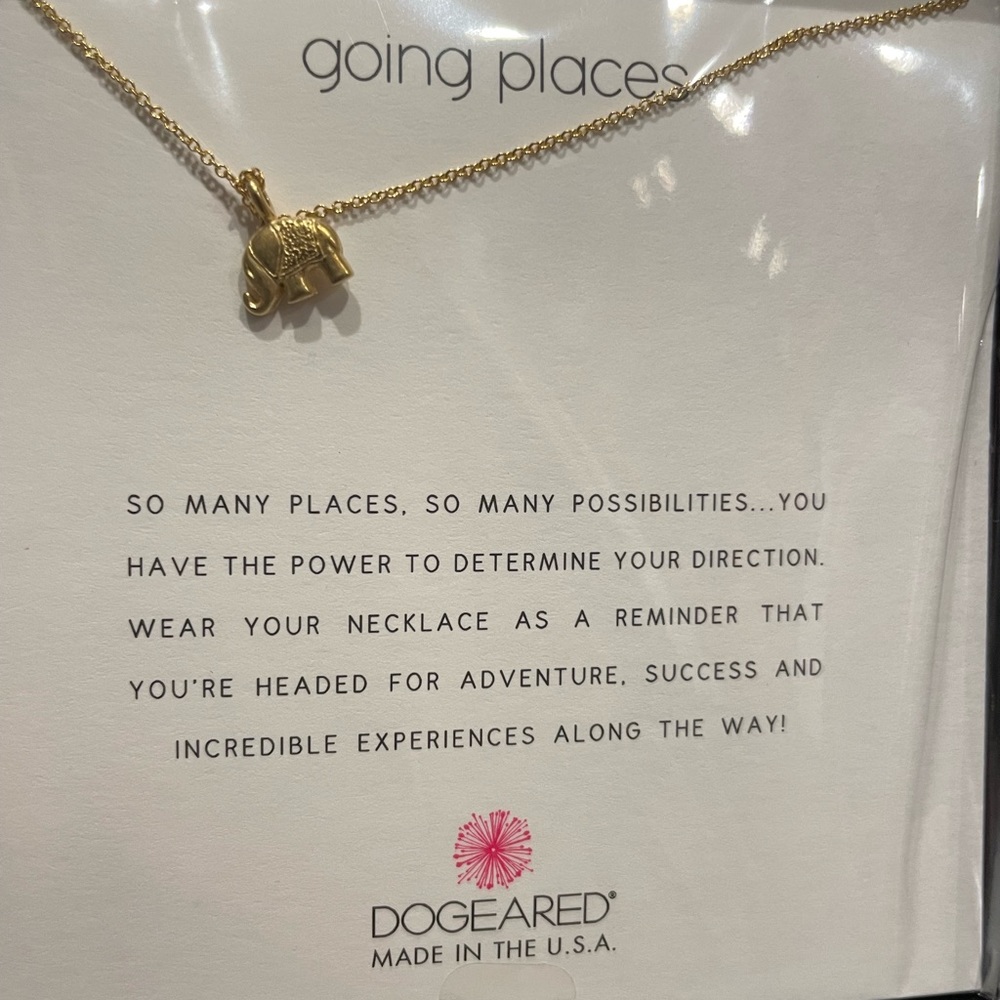 Dogeared Going places necklace- Elephant gold coloring